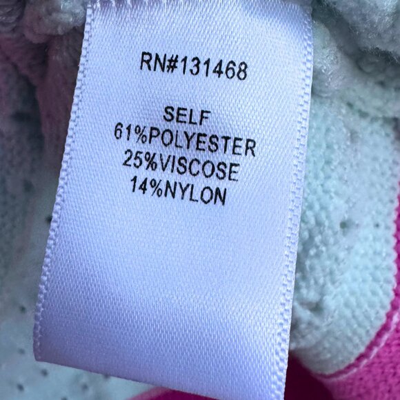 Fate Mint Green Pointelle Knit Short Sleeve Sweater Top with Pink Trim Large - Picture 4 of 10